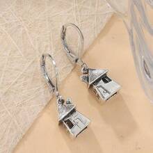 Bông tai hình ngôi nhà cổ tích bằng bạc thủ công kiểu vintage, phong cách Bohemian dành cho nữ. - Bạc - Xem 2