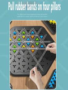 1 Set Kettenreaktionsspiel in Zufallsfarbe, geeignet für 2-4 Spieler, für Kinder, Erwachsene und Familien, Gummiband-Spiel, interaktives Familien-Puzzle-Spiel, Reise-Brettspiel (Spielanleitung nicht enthalten) - Verschiedenfarbig - Übersicht 4