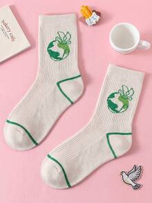 1/3 Paar Unisex Friedenstaube Muster einfarbige atmungsaktive schweißabsorbierende Knöchelsocken, koreanischer Stil für täglichen Arbeitsweg-Outfit - Verschiedenfarbig - Übersicht 6