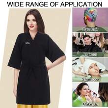 [Jubah Salon SPA] Jubah Klien Salon Spa Profesional | Jubah Hitam dengan Motif SPA dan Tali Pengikat yang Dapat Diatur, Terbuat dari Kain Tahan Lama, Cocok untuk Spa, Kecantikan, Potong Rambut dan Penataan Rambut, Memberikan Layanan yang Nyaman untuk Klien Salon - Hitam - View 9