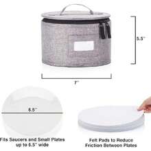 Porcelain Storage Container For Saucers, Bowls, And Appetizer Plates - Fits Plates Up To 6.5" Wide - Includes 12 Felt Dividers - Stackable With Hard Case, 44601575 - Rose Red - View 2
