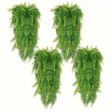 超逼真悬挂植物套装 - 人造蕨类和常春藤绿植 - 抗紫外线、低维护塑料装饰，适用于露台、门廊和室内空间 - 綠色 - 查看 4