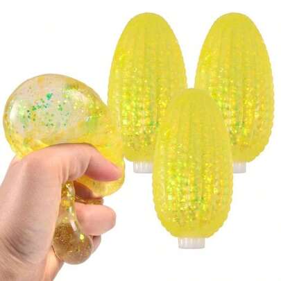 1pc Glitter Corn Squeeze Toy, Realistic Corn Shaped, Soft & Squishy, Stress Relief Fidget Toy, Suitable For Students, Office Workers, And Adults