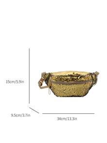 New Fashion Casual Sequin Fanny Pack, Retro Versatile Crossbody Chest Bag For Women - Gold - View 11