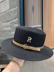 Women's Fashion Flat Top Sun Hat, Suitable For Spring/Summer Outing, Travel, Vacation, UV Protection, Beach Hat - Straw Hat - View 8