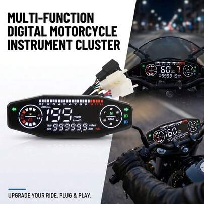 1 Bộ Đồng Hồ Tốc Độ Xe Máy Đa Chức Năng Màn Hình Kỹ Thuật Số Cắm Và Chạy