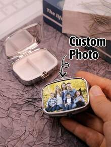Customized Metal Pill Box, Customized Photo Pill Box With Mirror, Portable Travel Pill Box, Personalized Travel Pill Box, Customized Pattern Pill Box, Customizable Handbag Pill Box, Pill Box Storage Box, Cute Pill Box, Birthday Gift, Mother's Day Gift, Mini Portable, Waterproof And Moisture-Proof, Camping Outdoor, Gift For Friends, Daughter, Mother, Father, Students, Grandparents - Multicolor - View 1