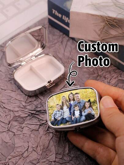 Customized Metal Pill Box, Customized Photo Pill Box With Mirror, Portable Travel Pill Box, Personalized Travel Pill Box, Customized Pattern Pill Box, Customizable Handbag Pill Box, Pill Box Storage Box, Cute Pill Box, Birthday Gift, Mother's Day Gift, Mini Portable, Waterproof And Moisture-Proof, Camping Outdoor, Gift For Friends, Daughter, Mother, Father, Students, Grandparents