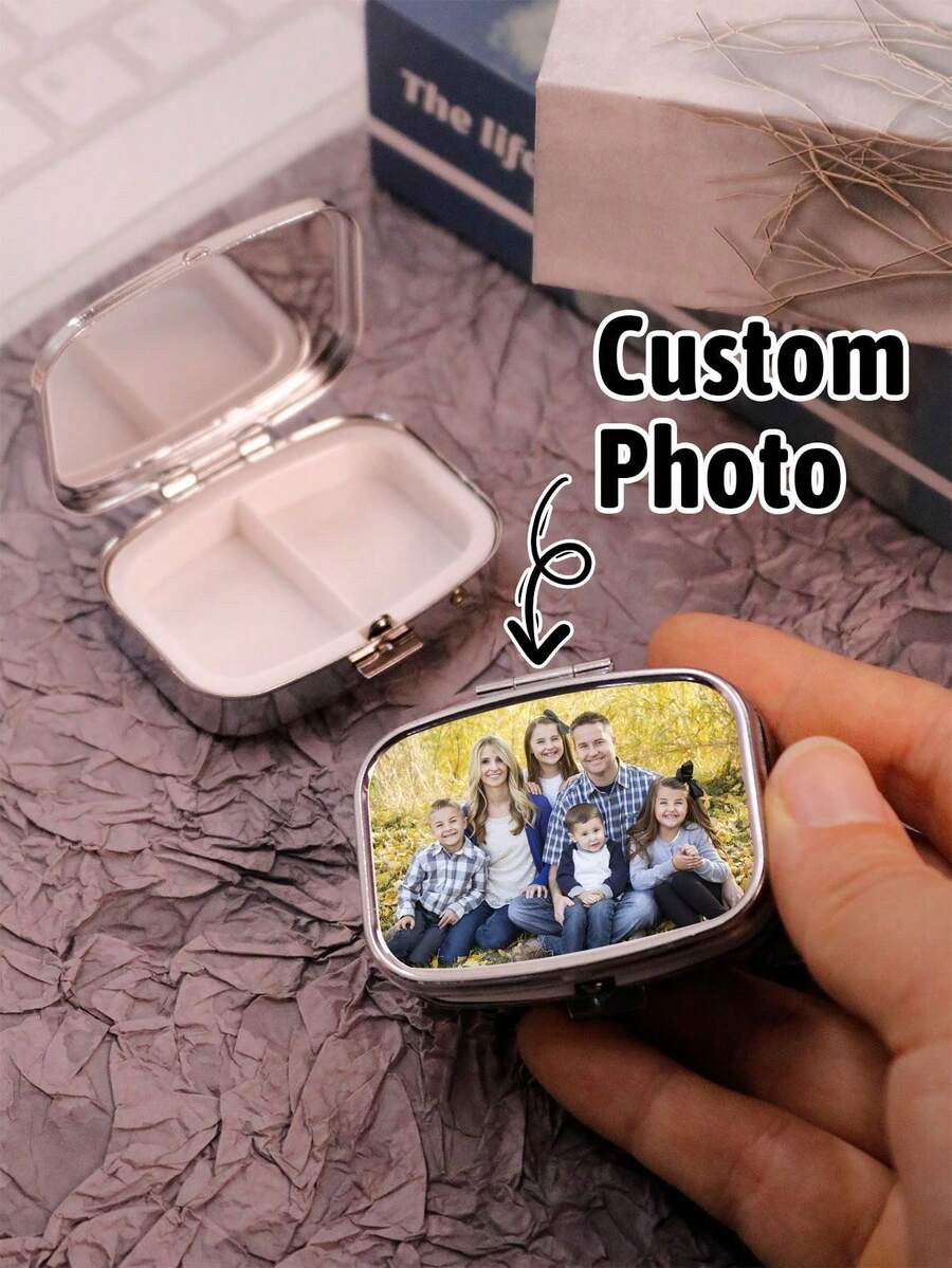Customized Metal Pill Box, Customized Photo Pill Box With Mirror, Portable Travel Pill Box, Personalized Travel Pill Box, Customized Pattern Pill Box, Customizable Handbag Pill Box, Pill Box Storage Box, Cute Pill Box, Birthday Gift, Mother's Day Gift, Mini Portable, Waterproof And Moisture-Proof, Camping Outdoor, Gift For Friends, Daughter, Mother, Father, Students, Grandparents - Multicolor - View 1