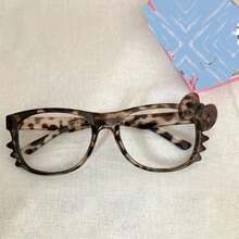 1副复古豹纹花卉蝴蝶结眼镜框 - 轻盈时尚，适合日常佩戴，猫眼设计搭配装饰蝴蝶结，完美适用于各种场合，也是馈赠亲友或参加派对的理想之选。 - 彩色 - 查看 7