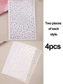 4/8pcs Self-Adhesive Rhinestone & Faux Pearl Stickers, Holiday Decorations, Rhinestone Stickers, Hair Styling Tools, Hair Accessories - Multicolor C - View 8