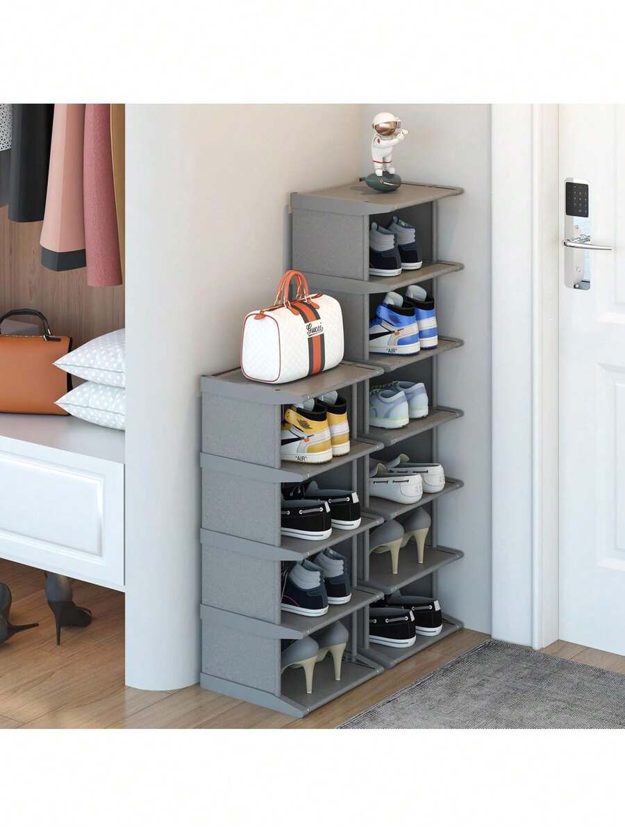 12-Tier Narrow Shoe Rack, Tall And Slim Shoe Organizer, Small Space Vertical Shoe Shelf, Suitable For Entryway, Hallway, Closet, Corner, Bedroom And Garage, 44585485 - 橄欖綠 - 查看 1