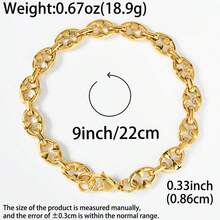 1pc 18K Gold Plated Stainless Steel Unique Coffee Bean Bracelet, Hip-Hop Street Style, Suitable For Men's Daily Wear, Parties, Stages, Music Festivals - Gold - View 4