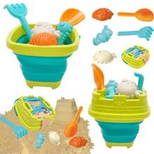 13 piezas Juego de juguetes de playa, juguetes de caja de arena para niños, que incluyen modelos de coche, avión, ballena y concha, juego de herramientas de playa, cubo con bolsa de red, adecuado para bebés de 18m+ - color - Ver 2