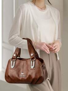 Túi xách nữ bằng da PU mềm mại thời trang, kiểu dáng mới năm 2026, túi đeo chéo vai, túi du lịch thường ngày dành cho phụ nữ trung niên. - màu nâu - Xem 9