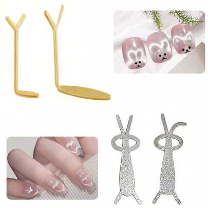 Bộ 4 món hình trái tim mắt mèo - Hình trái tim dùng cho sơn gel mắt mèo - Bộ dụng cụ vẽ móng nghệ thuật mắt mèo - Kèm hình thỏ để trang trí móng, bộ dụng cụ làm móng.