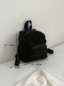 Mini Solid Color Nylon Fashionable Versatile Simple Backpack, Lightweight & Durable Small Backpack, Mini Backpack For Back To School & Travel - Black 3 - View 3