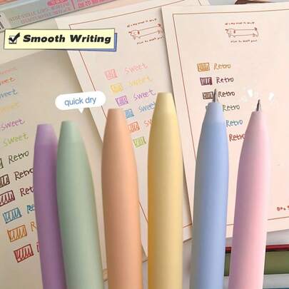 Bộ 6 bút bi màu Dopamine kiểu cổ điển 0.5mm, khô nhanh, thích hợp cho viết nhật ký, vẽ, ghi chú, dùng cho văn phòng, trường học và công việc chuyên nghiệp | Ngoại hình trang nhã | Cảm giác sang trọng, viết trơn tru, màu pastel nhẹ nhàng, bút dạ quang, màu sắc sống động, lý tưởng cho văn phòng và trường học.