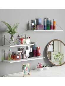 1 pieza Estante flotante montado en la pared, Estantería de almacenamiento de pared, Soporte de estantería de libros, Estante colgante de pared - Blanco - Ver 1