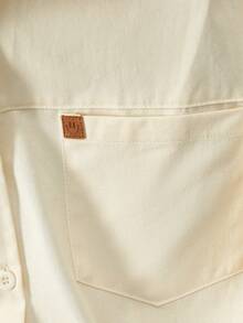 Women's Solid Color Front Button Pocket Casual Shirt Spring - Apricot - View 7