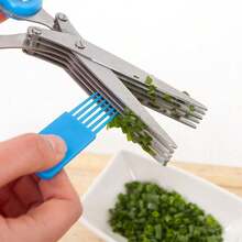Juego de 5 tijeras para hierbas - Tijeras de cocina resistentes con cepillo de limpieza, tijeras de cocina multiusos de acero inoxidable, diseño ergonómico de doble mano para zurdos y diestros, adecuadas para uso diario y como regalo, disponibles en verde y azul - Multicolor - Ver 8