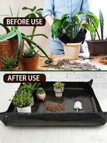 1pc Large Foldable Gardening Mat Black Plant Transplanting Pad, Foldable Portable Thickened Waterproof Gardening Mat, Indoor Succulent Plant Potting Transplanting Tray, Bonsai Tools, Gardening Accessories, Gardening Tools - Multicolor - View 5