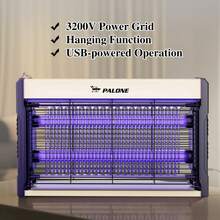 Electric Bug Zapper, 4000V Mosquito Zapper Indoor Outdoor with Hanging Function, Electric Fly Zapper with Removable Tray USB Powerful Indoor Bug Zapper for Outdoor Balcony Office Patio (12 in) - 243 - Übersicht 2