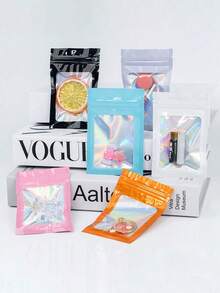 50个/10个装粉色礼品包装袋，可重复密封，彩色样品袋，透明展示袋，可重复使用拉链袋，全息袋，适用于珠宝、配饰、线缆、化妆品收纳，也适用于派对、婚礼、生日、小型企业、节日礼物、派对回礼、单身派对、新娘送礼会、情人节等场合。 - 多色 - 查看 7