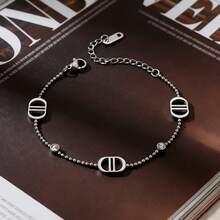 Vòng tay chữ CD thời trang nữ, vòng tay thép không gỉ đính đá Cubic Zirconia tổng hợp, thích hợp đeo hàng ngày, dạo phố, dự tiệc, quà tặng ngày Valentine, quà sinh nhật. - Vòng tay C213 - Xem 9