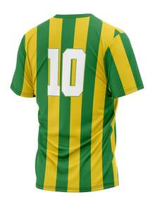Brazil National Team Retro Classic World Cup Fan Jersey - Immediate Shipping - 黃色條紋,有淺色文字 - 查看 2