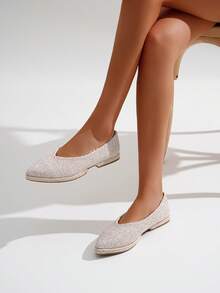 Women's Flat Espadrilles, Ballerina Style, Jute - Elegant Minimalist Summer Shoes - 卡其色 - 查看 1
