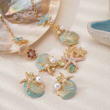 3 Piece Set  Ladies' High-End Colorful Starfish Shell Necklace And Earring , Perfect For Daily Party And Vacation Wear, Holiday Gift - 彩色的 - 查看 7