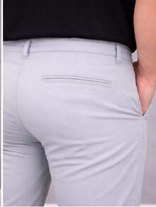 Men's Plus Size Tailored Twill Trousers With Cotton And Elastane, Assorted Colors - 冰 - 查看 5