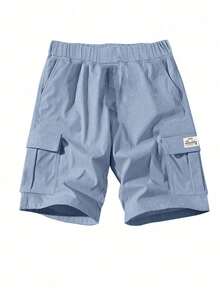 3pcs Teen Boy Casual Athletic Outdoor Cargo Shorts, Spring & Autumn - Dark Grey - View 4