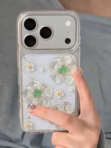 Ốp lưng điện thoại họa tiết hoa 3D trong suốt mùa xuân hè cho iPhone 17 Pro/17 Pro Max, vỏ bảo vệ bằng silicon mềm mại, tương thích với iPhone 14/17/17 Pro/17 Pro Max. - Trong sáng - Xem 3