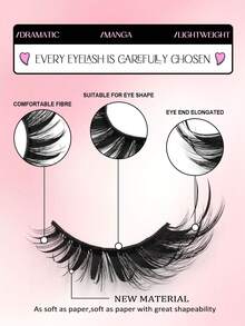 Asiteo 5 Pairs Cartoon Fox Eye Eyelashes, New Craft Soft & Comfortable Faux Eyelashes With Extension Effect, Cat Eye Lifted Tail Style, Reusable, Suitable For Eyelash Extension Enthusiasts, Personalized Seekers And Makeup Bloggers - 漫畫款濕睫毛 - 查看 5