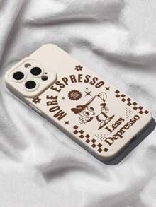 咖啡牛奶白“更多浓缩咖啡”液态硅胶保护壳，复古咖啡杯图案，兼容和Galaxy - 彩色 - 查看 3