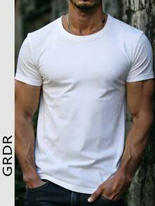 GRDR Plus Size Men's Summer Casual Round Neck Short Sleeve T-Shirt, Comfortable & Breathable, Leading Fashion - White - View 6