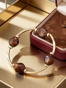 1件/4件装波西米亚风仿绿松石、仿玫瑰石英、仿虎眼石串珠手链，女士款，适合夏季海滩旅行 - 亞克力時尚串珠手鐲 - 查看 10