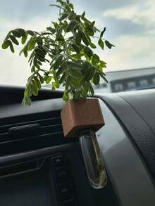 3D Vase Creative Vase, Magnetic Wooden Fridge Magnet Suitable For Car Air Vent And Dashboard, High-Quality Car Decor Floral Arrangement, Hydroponic Small Vase Decoration - A - View 9