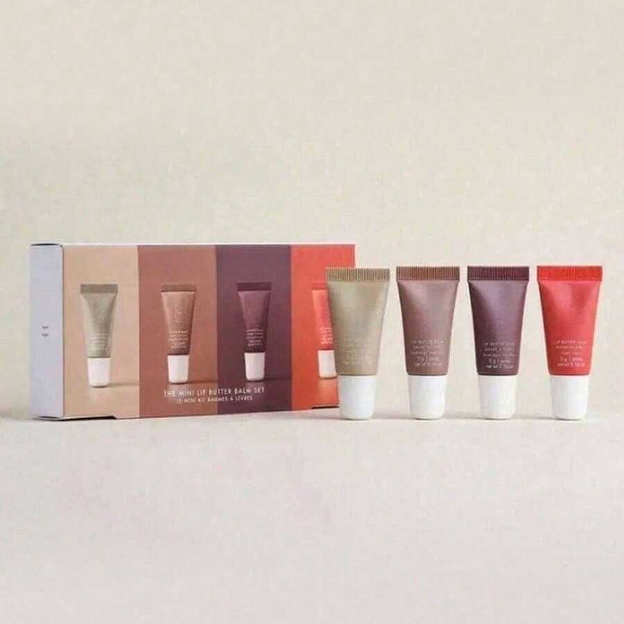 4 PCS Lip Glossy Butter Balm Set,Instant Moisture And Hydration Lip Gloss,Long-Lasting Hydrating Non-Sticky Lip Balm,Soften Dry Lips And Lip Care - 香草豆 - 查看 1