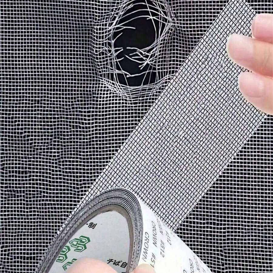 1 Roll Self-Adhesive Mesh Window Repair Tape, Waterproof Tear-Resistant Insect Screen Patch, Strong Adhesive For Cloth And Screens, Suitable For Dorm Room/Curtain Window Repair - A - 查看 1