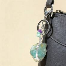 1 Stück Schlüsselanhänger aus Naturedelstein | Bergkristall Rohstein & Amethyst Schlüsselanhänger, DIY Auto Schlüsselring, perfektes Geschenk zum Vatertag & Muttertag - Schlüsselanhänger aus vergoldetem Rohstein - Übersicht 12