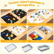 Sensory Table Kid's Table And Chairs Set With Detachable Double-Sided Tabletops - Natural - View 6