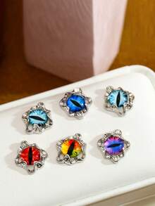 3D Stereoscopic Devil's Eye Cartoon Anime Funny Halloween Alloy Rhinestone Nail Art Decorations, 5pcs/Pack, Korean Nail Art DIY Personal Manicure Wear Crystal Alloy Pointed Bottom Rhinestone Decorations Nails - Multicolor - View 3