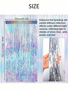 2pcs Silver Foil Fringe Curtains, Shiny Metallic Pink Background, Suitable For Decorating Birthday, Wedding, Party, 70s, 80s, 90s Disco Theme, Bachelorette Party, Rainbow Party, Winter Christmas Decor - Nhiều màu - Xem 9