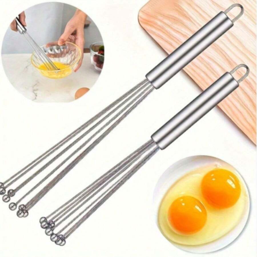 1pc Stainless Steel Ball Whisk - Rust-Resistant Beaded Whisk With Multi-Loop Beads And Ring Metal Wire End, Dishwasher - Handheld Mini Mixer, Suitable For Baking, Cake Batter, Meringue, Souffle - Ideal Kitchen And Holiday Gift, Hand Mixer, Dough Whisk, Kitchen Whisk