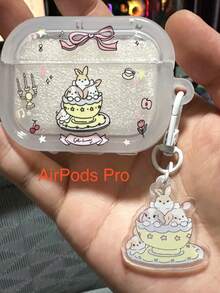 1 pieza Funda de silicona con diseño de conejo y corazón para auriculares compatibles con 1/2/3/4/Pro/Pro(2nd)/Pro(3rd) - Rosa - Ver 10