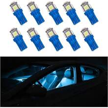 10PCS Car LED Light Bulb, Bright T10 5050 LED Auto Interior Light Bulb, Led Bulb Dashboard Dome Map Door License Plate Lights, Lighting Car Accessories (Blue) - Ice Blue - View 1