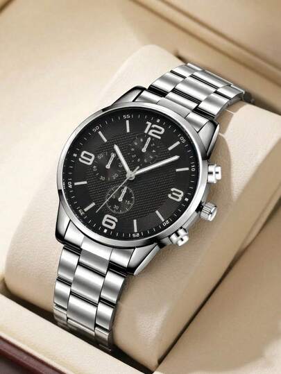 1pc Men's Business Casual Quartz Watch, Suitable For Daily Wear, Vacation, Y2K Style, Birthday Gift, Party, Holiday Gathering, Ideal Gift For Yourself Or Friends, Men's Watch, Relogio Masculino Original, Relojes Para Hombres, Watches For Men, Relogios Masculino, Montre Homme, Montre Acier Inoxydable, هديه رجاليه, ساعه رجالي فخمه, Gifts For Men, Watch>Man, Watch For Men, Reloj Hombre, Gifts For Men